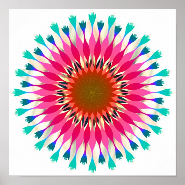 Mandala Damask Lotus Flower Art Elegant Poster (Front)