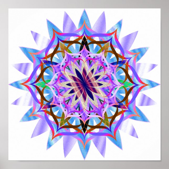 Mandala Damask Lotus Flower Art Elegant Poster (Front)