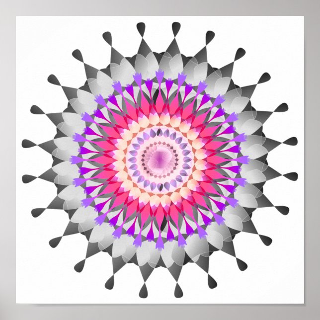 Mandala Damask Lotus Flower Art Elegant Poster (Front)