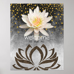 Mandala Damask  Lotus Welcome Yoga Meditation Poster