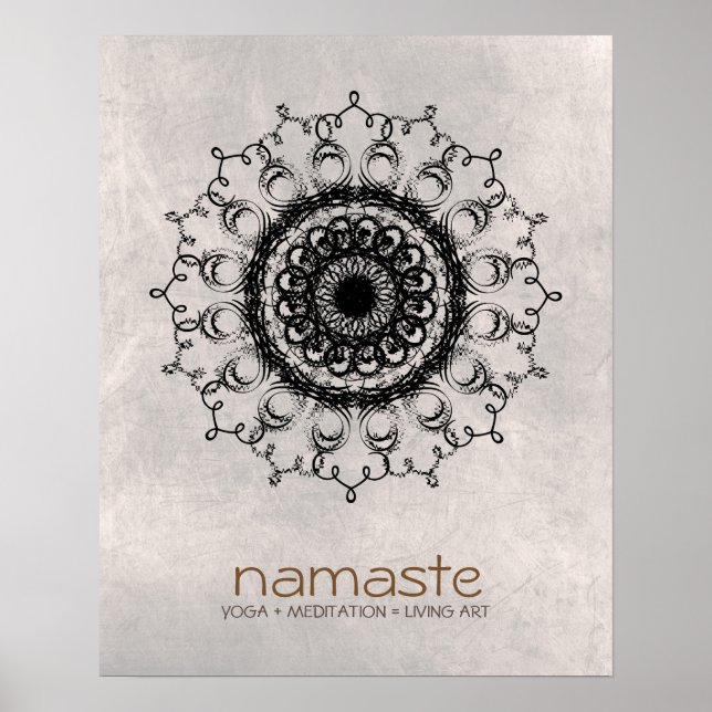 Mandala Damask  Namaste Yoga Meditation Poster (Front)