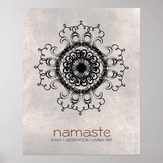 Mandala Damask  Namaste Yoga Meditation Poster (Front)