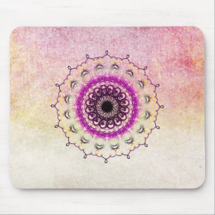 Mandala Damask Watercolor Yoga Art Elegant Mouse Pad