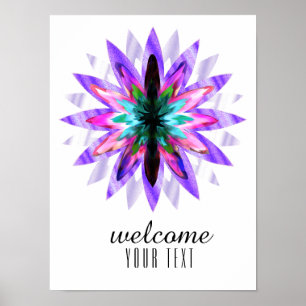 Mandala Damask Welcome Lotus Flower Art Elegant Poster
