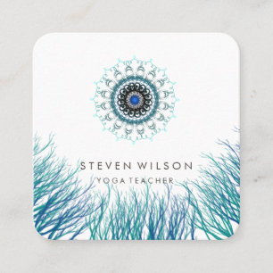 Mandala Damask Yoga Holistic Meditation Massage Sq Square Business Card