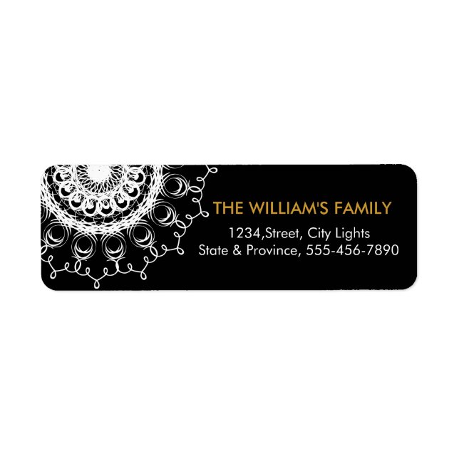 Mandala Damask Yoga Meditation  Return Labels (Front)