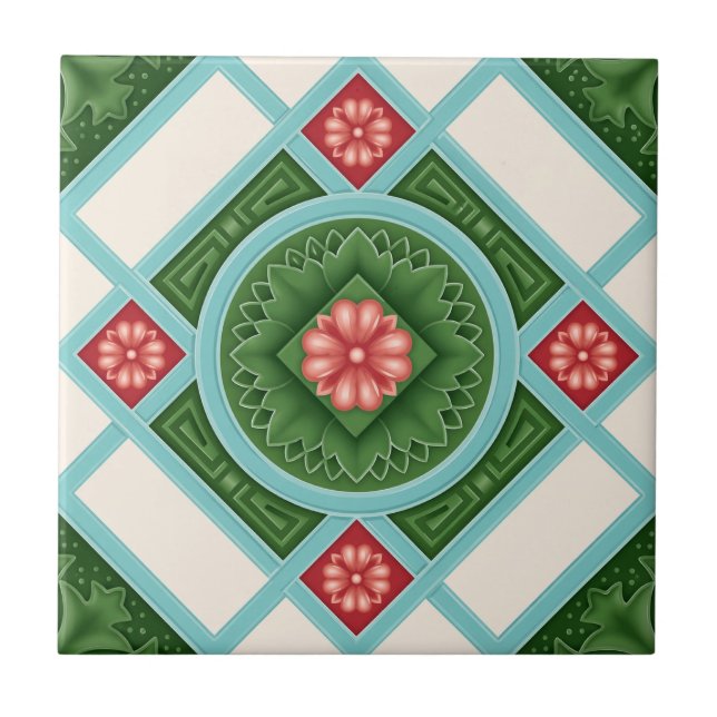 Mandala de carreaux de céramique du patrimoine Per (Devant)