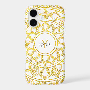 Mandala de monogramme floral Lotus d'or