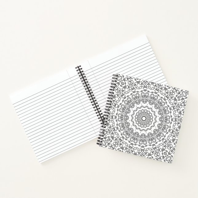 Mandala decoration black white ornamental abstract notebook (Inside)
