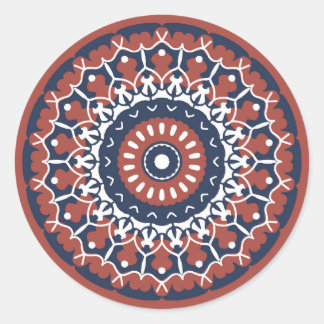 Mandala Design en rouge et bleu autocollant couleu