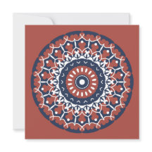 Mandala Design en rouge et bleu invitation
