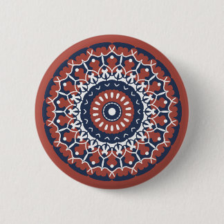 Mandala Design in red and blue colours Button