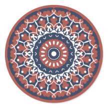 Mandala Design in red and blue colours sticker