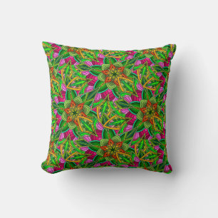 Mandala Design in Spingtime Garden Colours Throw Pillow