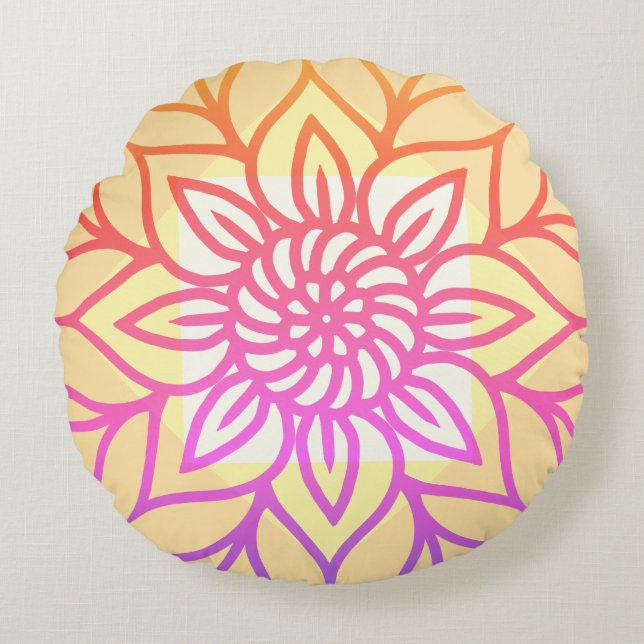 Mandala Design Light colour Round Pillow (Front)