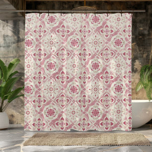 Mandala Design rose et ivoire rideau de douche