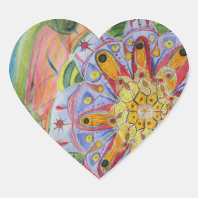 Mandala dessin Stickers Coeur, Glossy (Devant)