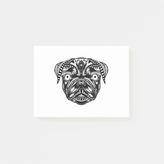 Mandala Dog Pug Head Design Post-it Notes (Front)
