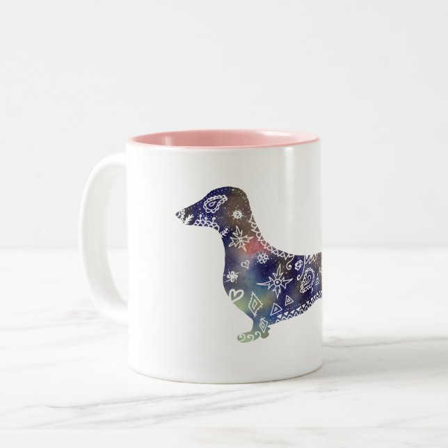 Mandala Dog Two-Tone Mug (Front Left)