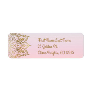 Mandala doré Mariage moderne glamour rose pêche