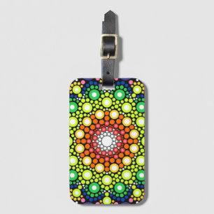 Mandala Dot Fractal Retro Hippie Trippy Dots Luggage Tag