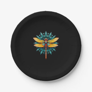 Mandala Dragonfly - Lotus Flower Insect Lover Ento Paper Plate