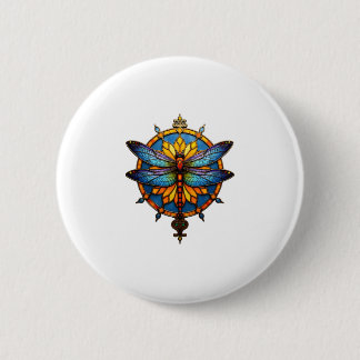 Mandala Dragonfly Luminous Sacred Geometry Spiritu 2 Inch Round Button
