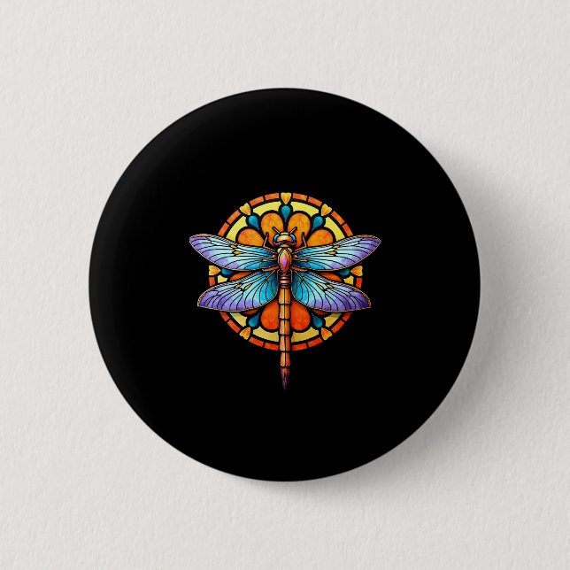 Mandala Dragonfly Luminous Sacred Geometry Spiritu 2 Inch Round Button (Front)