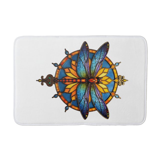 Mandala Dragonfly Luminous Sacred Geometry Spiritu Bath Mat (Front)