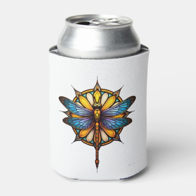 Mandala Dragonfly Luminous Sacred Geometry Spiritu Can Cooler (Can Front)