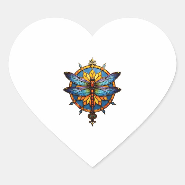 Mandala Dragonfly Luminous Sacred Geometry Spiritu Heart Sticker (Front)