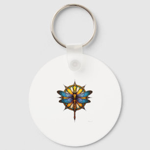 Mandala Dragonfly Luminous Sacred Geometry Spiritu Keychain