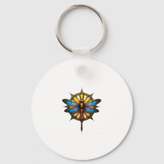 Mandala Dragonfly Luminous Sacred Geometry Spiritu Keychain