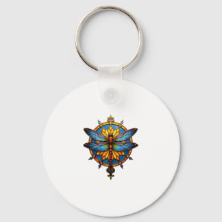 Mandala Dragonfly Luminous Sacred Geometry Spiritu Keychain