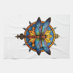 Mandala Dragonfly Luminous Sacred Geometry Spiritu Kitchen Towel