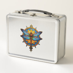 Mandala Dragonfly Luminous Sacred Geometry Spiritu Metal Lunch Box