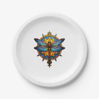 Mandala Dragonfly Luminous Sacred Geometry Spiritu Paper Plate