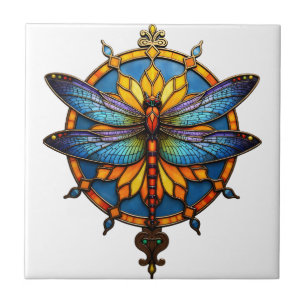 Mandala Dragonfly Luminous Sacred Geometry Spiritu Tile