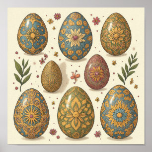 Mandala Egg – Intricate Boho Floral Design Poster