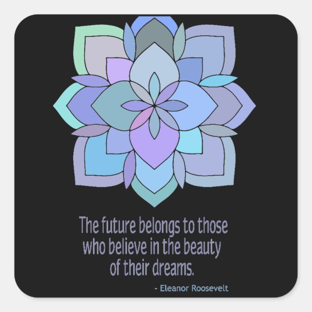 Mandala Eleanor Roosevelt Beauty Quote Square Sticker (Front)