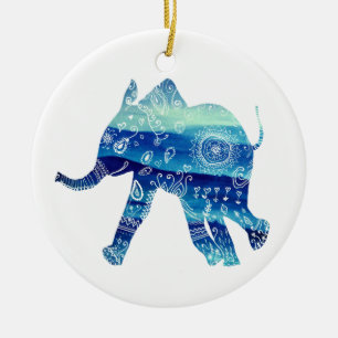 Mandala Elephant batic Art  Circle Ornament
