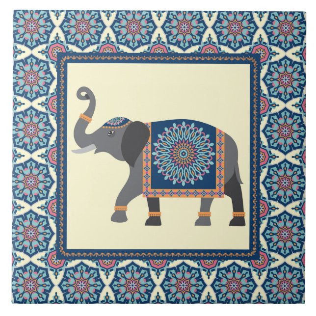 Mandala Elephant Design Tile (Front)