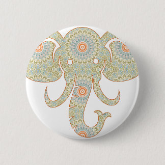 Mandala Elephant Head Design 2 Inch Round Button