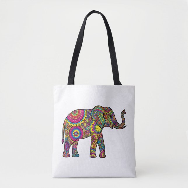 Mandala Elephant Tote Bag  (Front)