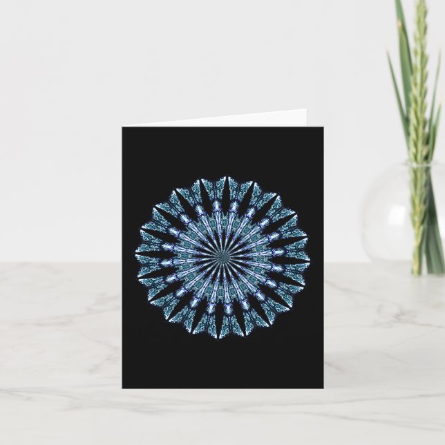Mandala en filigrane bleu, carte de note (Devant)