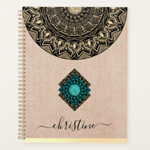 Mandala en or noir rustique nom du burlap beige