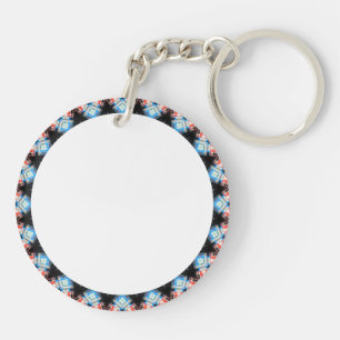 Mandala étoile noir, bleu et rouge