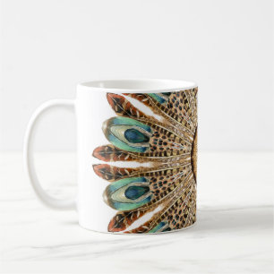 Mandala Feathers Watercolor: Natural Lace Design Coffee Mug