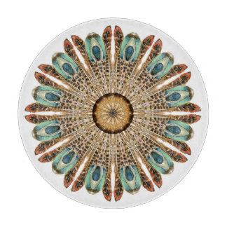 Mandala Feathers Watercolor: Natural Lace Design Cutting Board