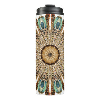 Mandala Feathers Watercolor: Natural Lace Design Thermal Tumbler
